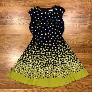 London Times Petites A-line boatneck midi cocktail dress